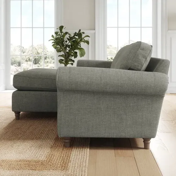 Corner Chaise Sofa with Curved Arms - Grey, Chenille alternate view
