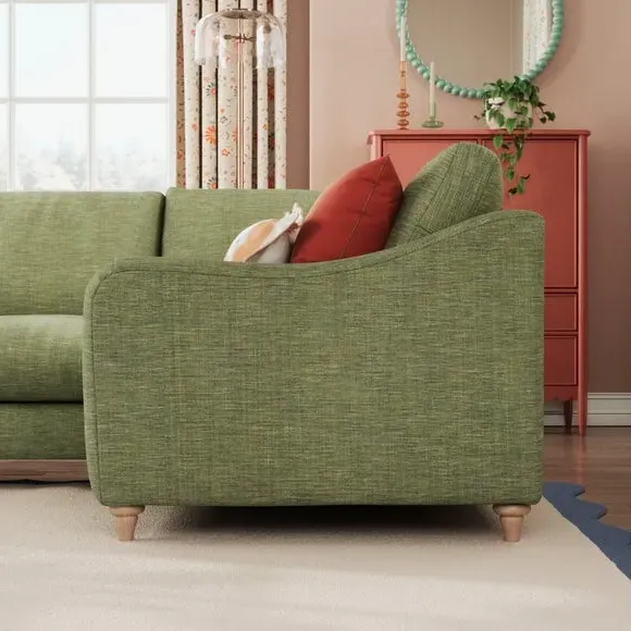 Hattie Corner Sofa with Curved Arms - Green, Faux Linen alternate view