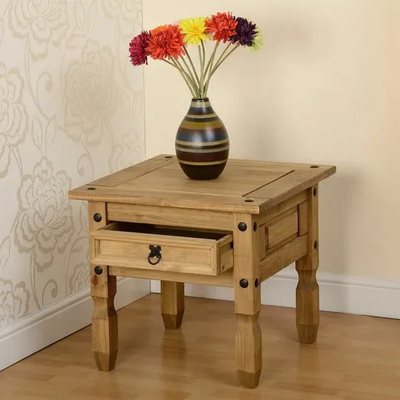 1 Drawer Lamp Table - Natural, Pine alternate view