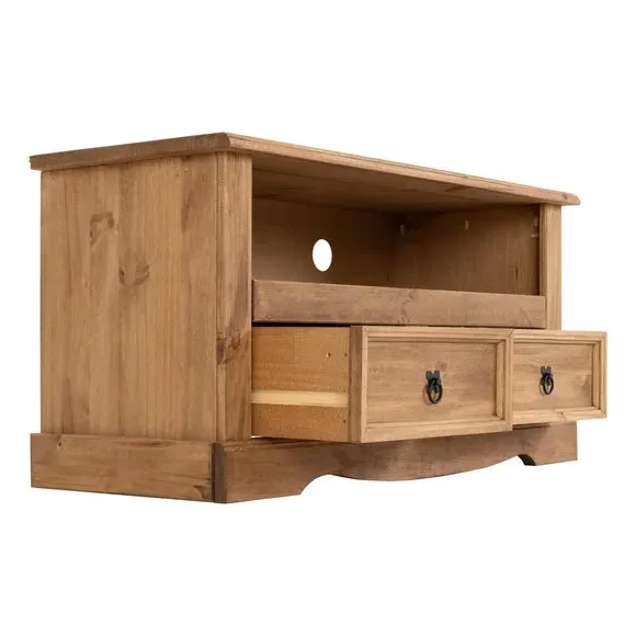 Corona 2 Drawer TV Unit - Weathered Brown, Solid Pine alternate view