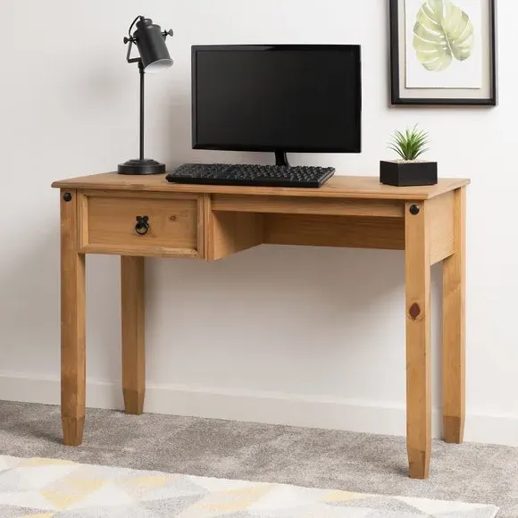 Study Desk with Drawer - Pine, Waxed Wood alternate view