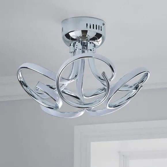 Cortez 5 Light LED Swirl Semi Flush Ceiling Light - Silver alternate view