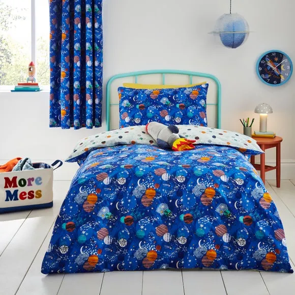 Cosmic Space Duvet Cover and Pillowcase Set - Dark Blue, Polycotton product