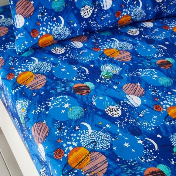 Cosmic Space Set of 2 Fitted Bed Sheets - Dark Blue product