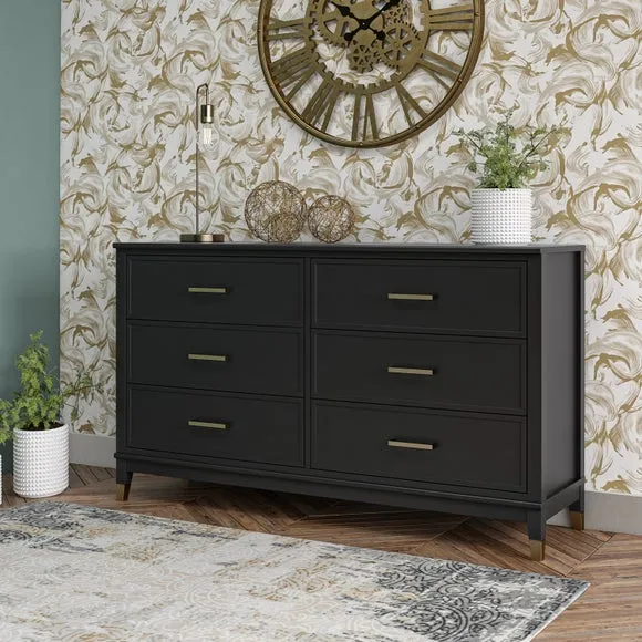 6-Drawer Chest with Gold Hardware - Black alternate view
