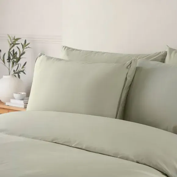 Cotton Duvet Cover with Zip Closure - Sage alternate view
