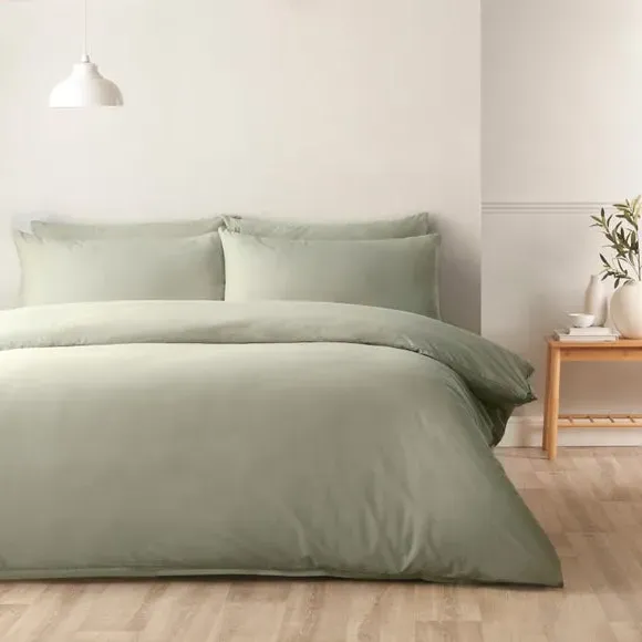 Cotton Duvet Cover with Zip Closure - Sage product