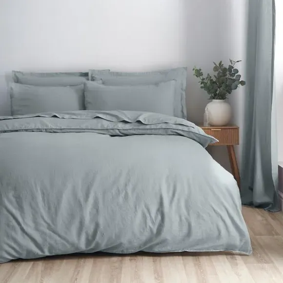 Cotton Linen Duvet Cover & Pillowcase Set - Sky Blue product
