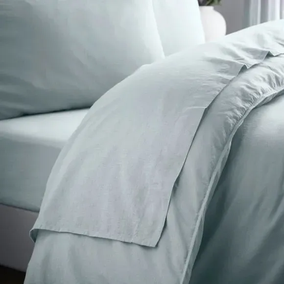 Cotton Linen Flat Sheet - Sky Blue product