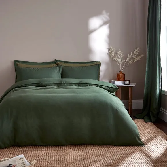 Oxford Pillowcase - Pine Green, Cotton Linen alternate view