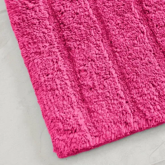 Cotton Textured Stripe Bath Mat - Jazzberry Pink alternate view