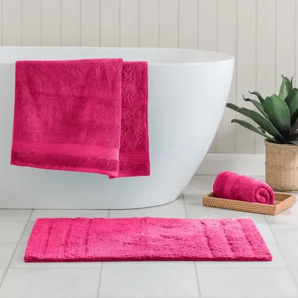 Cotton Textured Stripe Bath Mat - Jazzberry Pink product