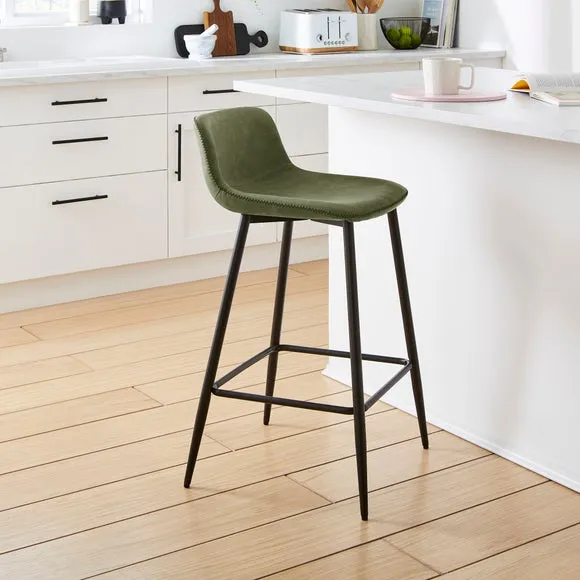 Counter Height Bar Stool - Olive, Faux Leather alternate view