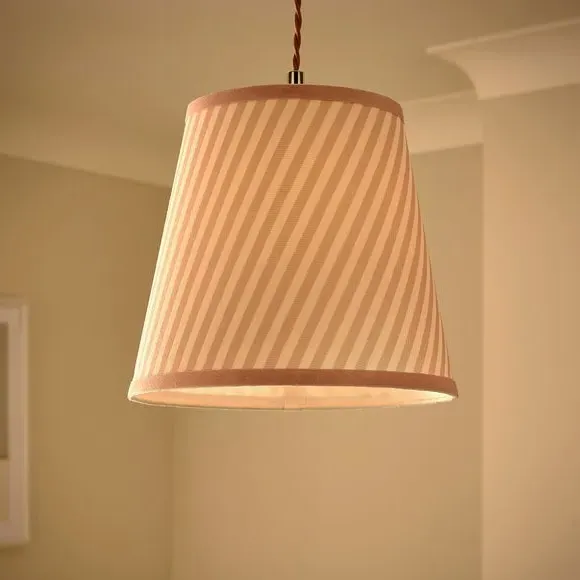 Country Stripe Tapered Lamp Shade - Pink, Polyester alternate view