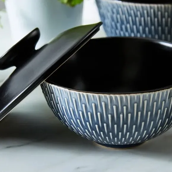 Covered Zen Bowl - Blue, Stoneware alternate view
