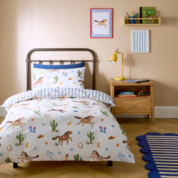 Cowboy Carnival Reversible Quilt Cover and Pillowcase Set - Blue product