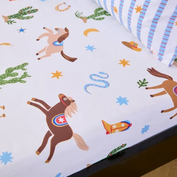 Cowboy Carnival Set of 2 Fitted Sheets - Blue, Polycotton product