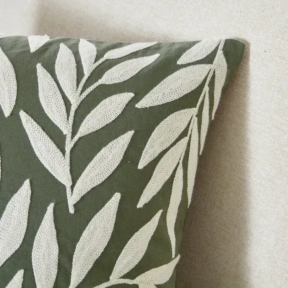Square Cushion Cover with Zip - Green, Cotton alternate view