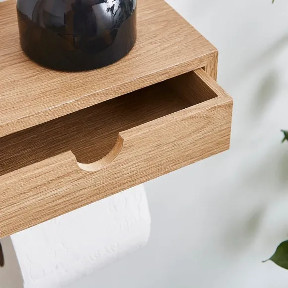 Wall Mount Toilet Roll Holder with Drawer - Black alternate view