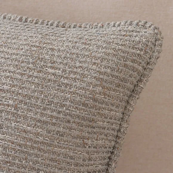 Square Cushion with Feather Fill - Grey, Textured alternate view