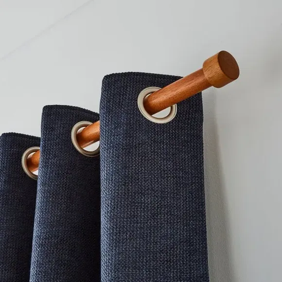 Trinity Curtain Pole with Stud Finial - Dark Oak, Wood by Dunelm, image 2