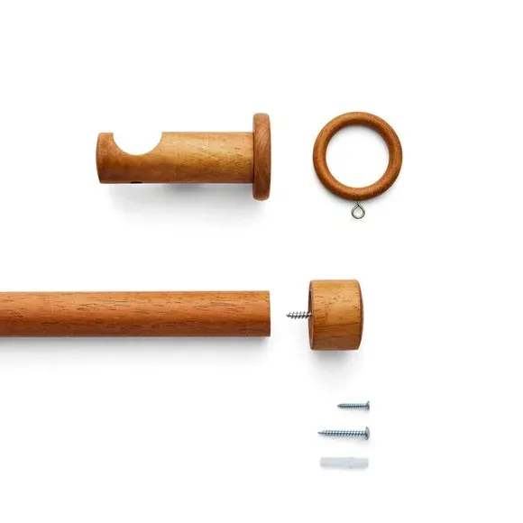 Trinity Curtain Pole with Stud Finial - Dark Oak, Wood by Dunelm, image 3