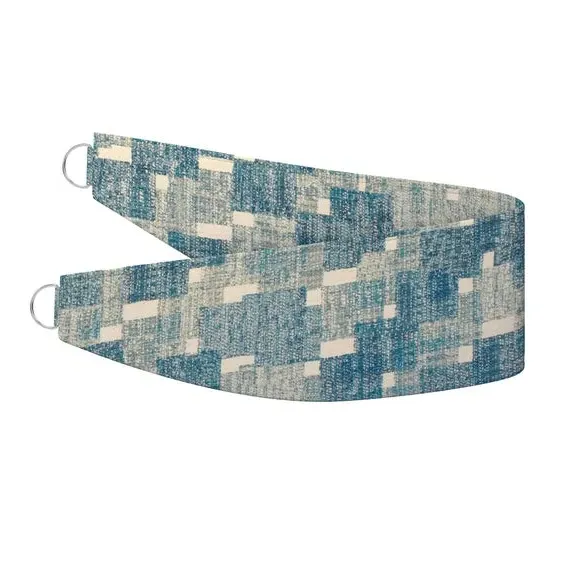 Curtain Tieback Geometric Pattern - Azure, Cotton alternate view