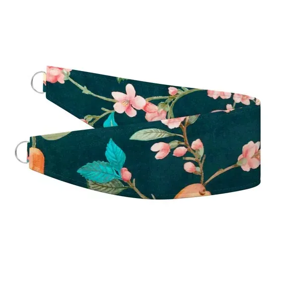 Curtain Tieback with Floral Design - Teal alternate view