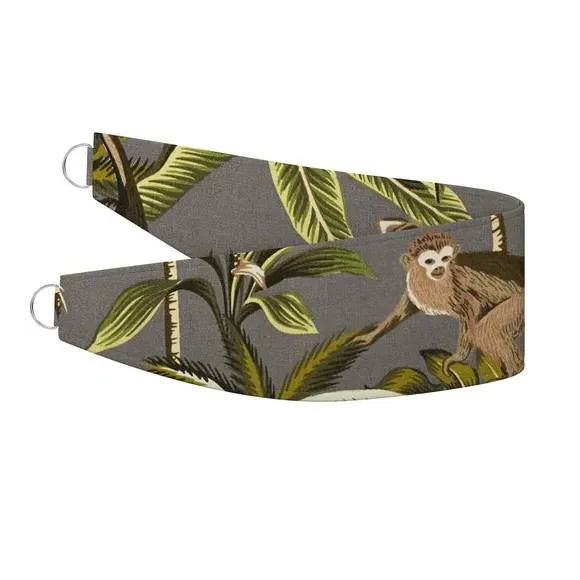 Curtain Tieback with Monkey Print - Stone alternate view