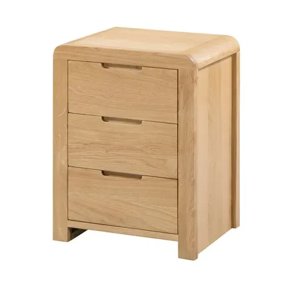 3-Drawer Bedside Table with Curves - Brown, Oak alternate view