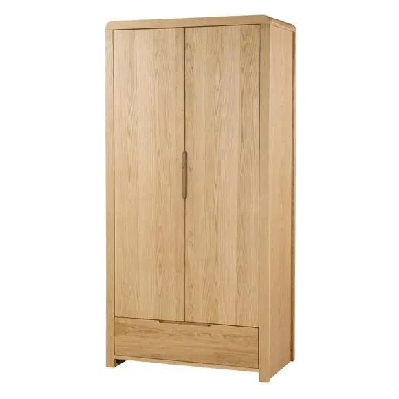 Curve Double Wardrobe with Drawer - Oak alternate view