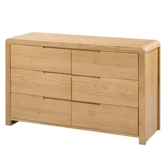 Curve Wide 6 Drawer Chest - Oak alternate view