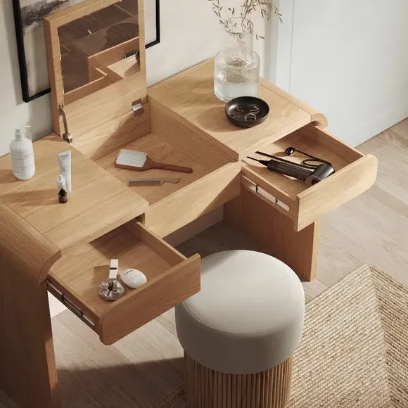 Bennett 2 Drawer Dressing Table with Mirror - Light Oak alternate view