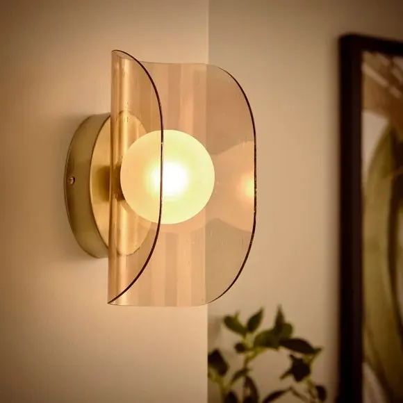 Curved Glass Wall Light - Brown, Glass alternate view