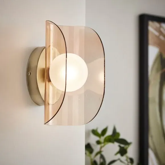 Curved Glass Wall Light - Brown, Glass product