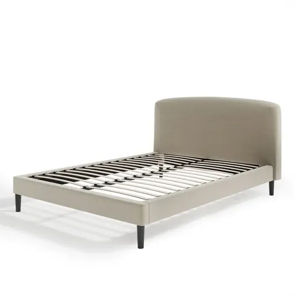 Curved Upholstered Bed Frame - Natural Beige, Linen by Dunelm, alternate view