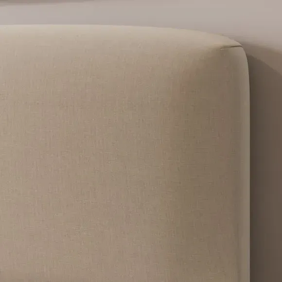 Curved Upholstered Bed Frame - Natural Beige, Linen by Dunelm, image 6