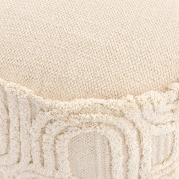 Curved Tufted Pouffe - Natural, Cotton alternate view