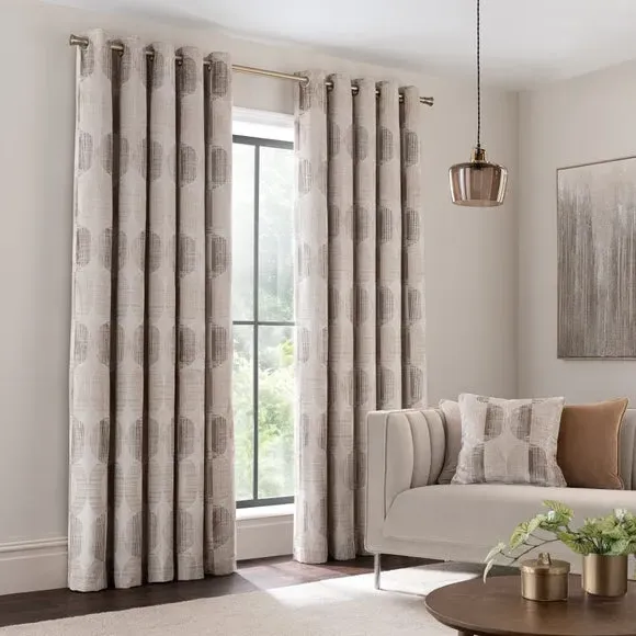 Cut Velvet Eyelet Curtains - Natural, Velvet alternate view