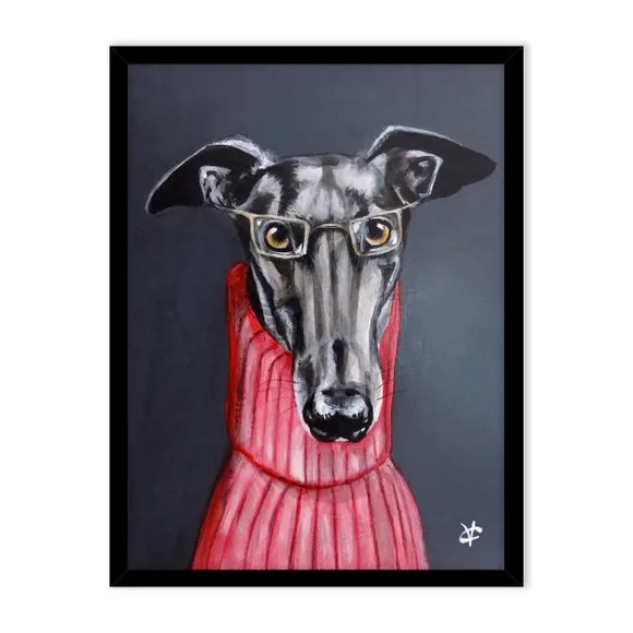 Framed Dog Print with Black Frame - Multicolor alternate view