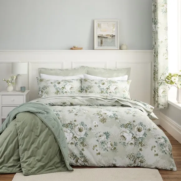 Darla Floral Duvet Cover & Pillowcase Set - Sage Green, Cotton product