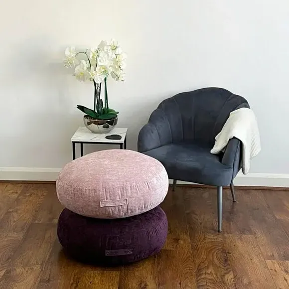 Round Floor Cushion with Handle - Purple alternate view