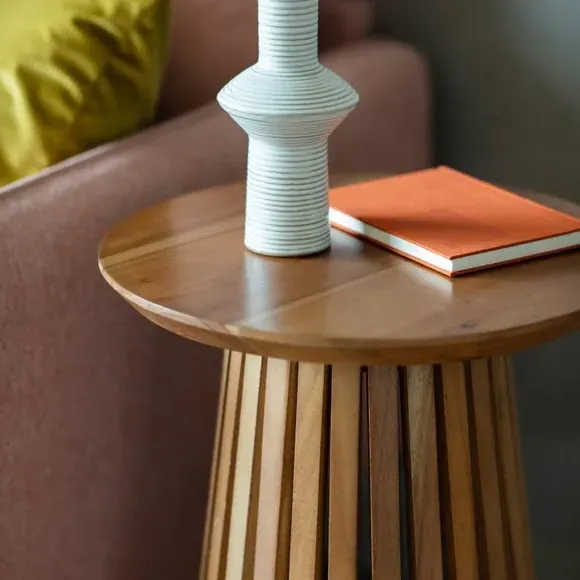 Dawson Slatted Side Table - Natural, Solid Acacia Wood alternate view