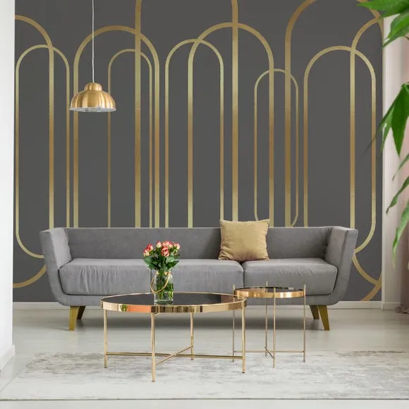 Geometric Wall Mural - Grey, Abstract Design alternate view