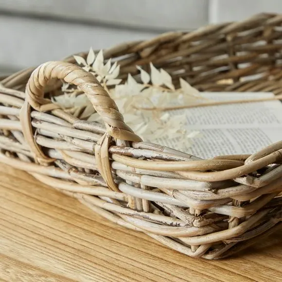 Decorative Tray Handmade - Grey, Rattan alternate view