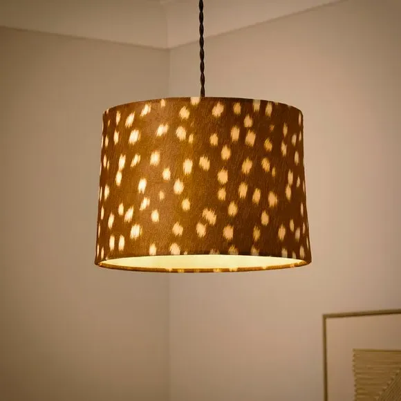 Deer Print Easy Fit Lamp Shade - Brown, Velvet alternate view
