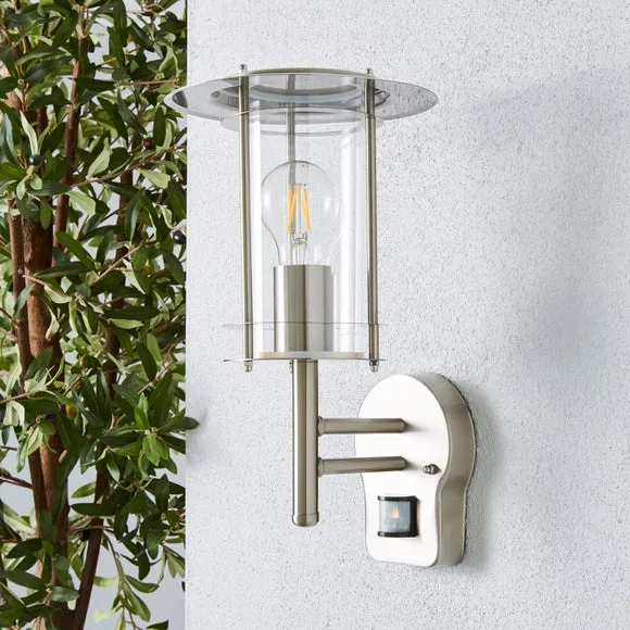 Derek PIR Sensor Outdoor Wall Light - Silver, Glass Steel alternate view