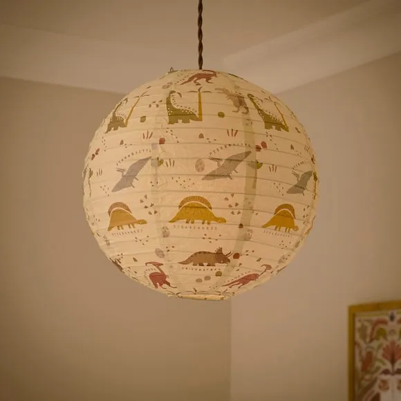 Dinosaur Round Pendant Shade - Multicolor, Paper alternate view