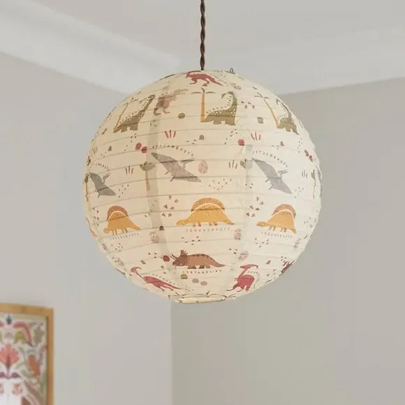 Dinosaur Round Pendant Shade - Multicolor, Paper product