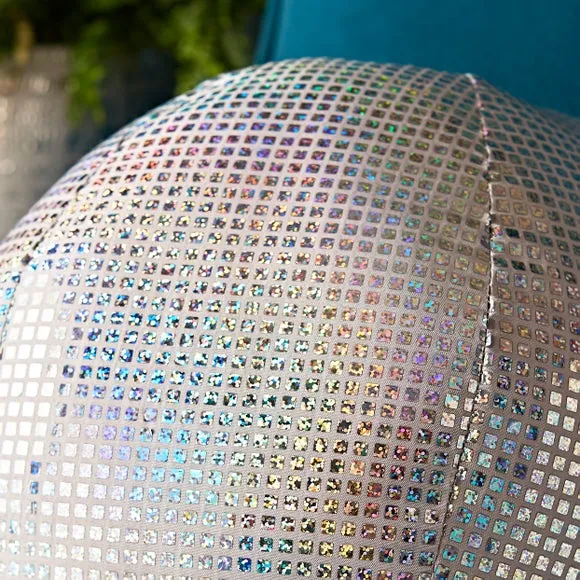 Round Disco Ball Cushion - Silver, Polyester alternate view